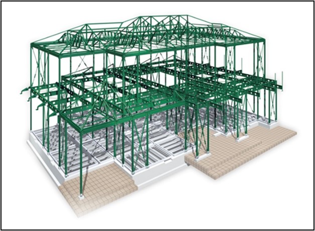 3階構造の軽量鉄骨造　戸建住宅　補強箇所：鉄骨構造体の締結箇所
